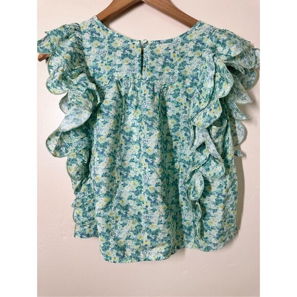 Moon River Green Floral Flutter Sleeve Top Size XS - Picture 4 of 4